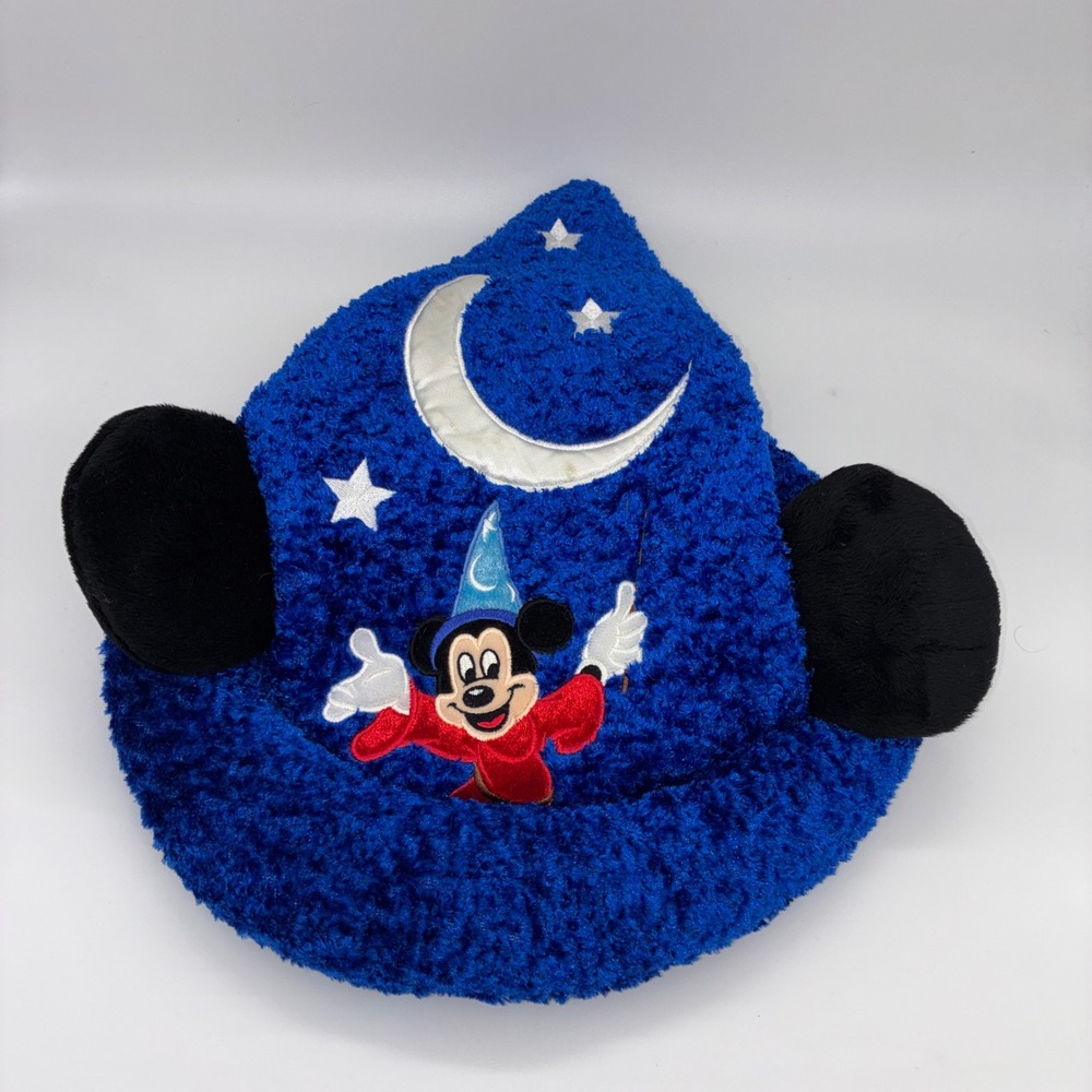 453 Disneycore Disney Parks Sorcerer Mickey Bucket Hat Youth Blue Sherpa Ears